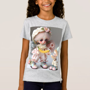 Niedliche Puppe mit Affen und Banane T-Shirt