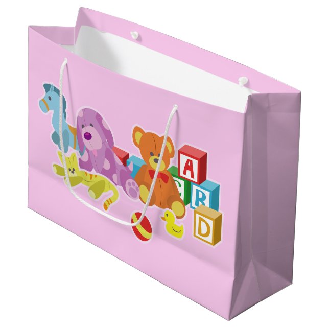 Niedliche Puppen (rosa) Große Geschenktüte (Vorderseite Schrägansicht)