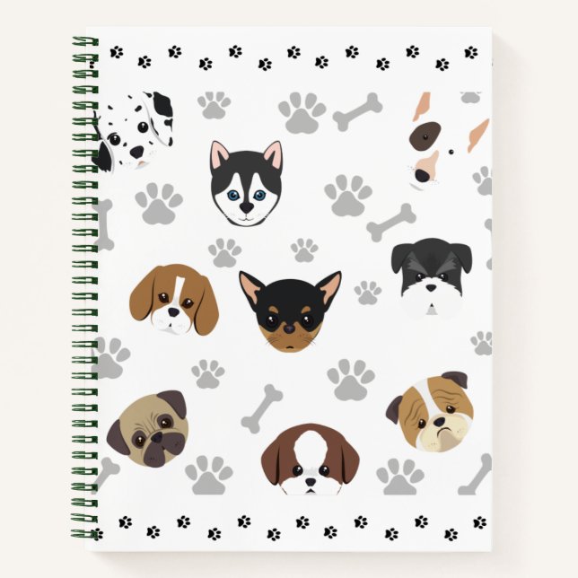 Niedliche Puppies Pattern Notebook - Dog Lovers Gi Notizbuch (Vorderseite)