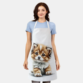 Niedliche Puppy Print-Schürze Schürze