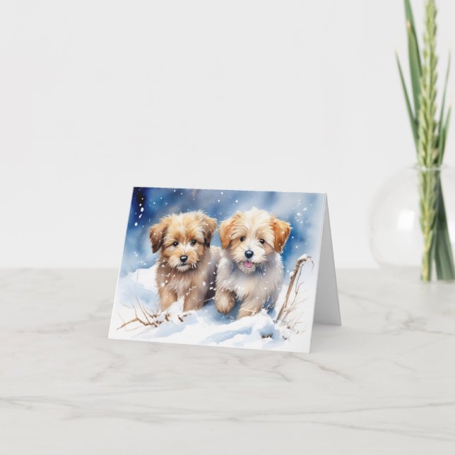 Niedliche Puppy-Xmas-Karte Dankeskarte (Vorderseite)