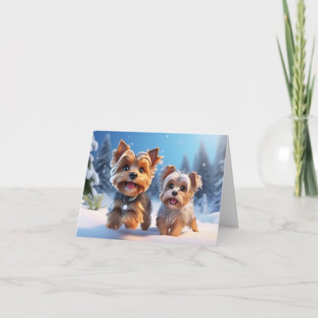 Niedliche Puppy-Xmas-Karte Dankeskarte (Vorderseite)