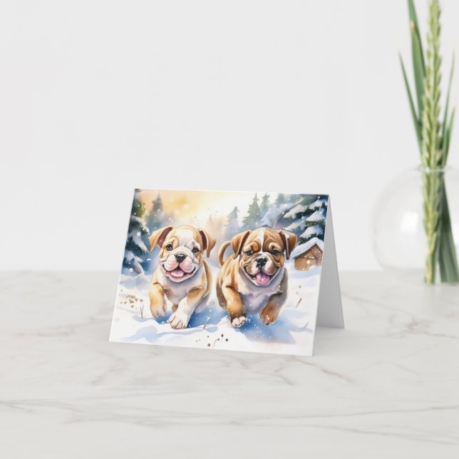 Niedliche Puppy-Xmas-Karte Dankeskarte (Vorderseite)