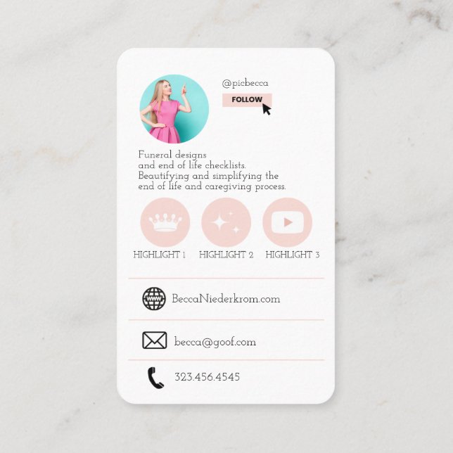 Niedliche QR Code Foto Business Card Visitenkarte (Rückseite)