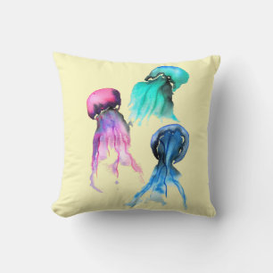 Niedliche Quallen-Trio Aquarellkunst Kissen