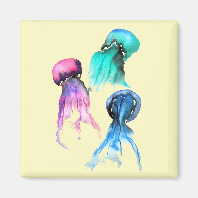 Niedliche Quallen-Trio Aquarellkunst Magnet (Vorne)