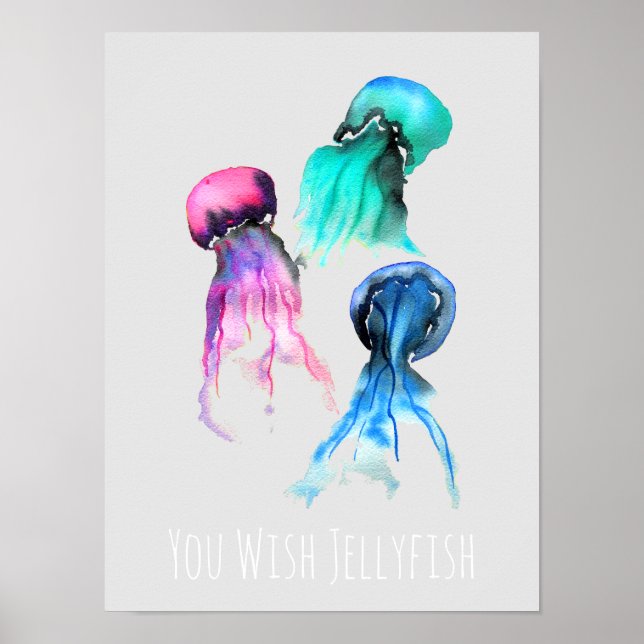 Niedliche Quallen-Trio Aquarellkunst Poster (Vorne)