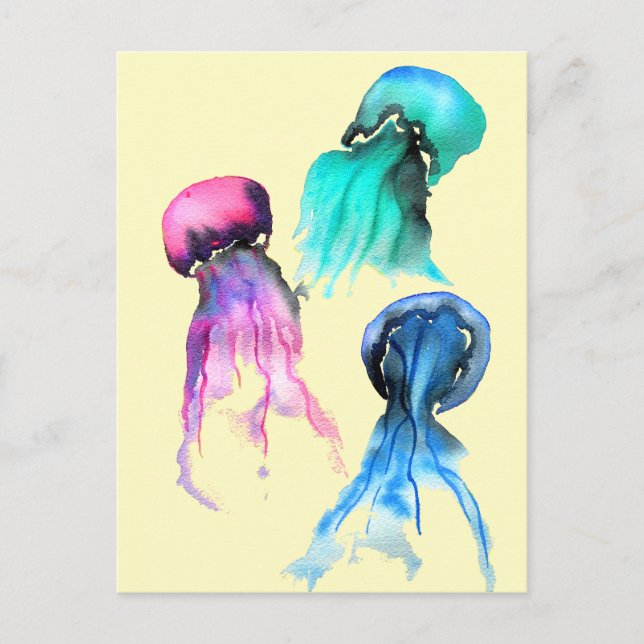 Niedliche Quallen-Trio Aquarellkunst Postkarte (Vorderseite)