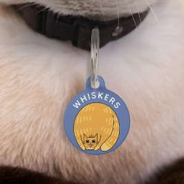 Niedliche Quark Fat Orange Cat Blue Personalisiert Haustiermarke