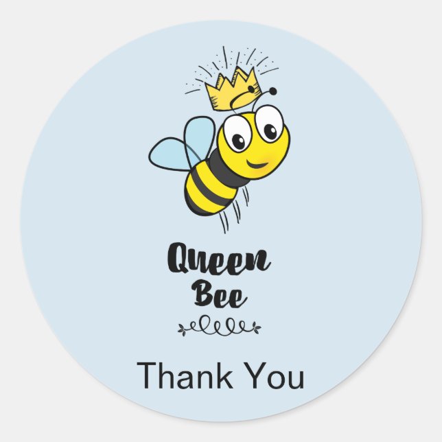 Niedliche Queen Bee with Crown Danke Runder Aufkleber (Vorderseite)
