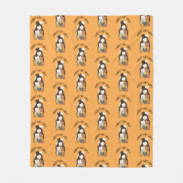Niedliche Quirky Crazy Cat Lady Muster gelb Fleecedecke