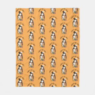 Niedliche Quirky Crazy Cat Lady Muster gelb Fleecedecke