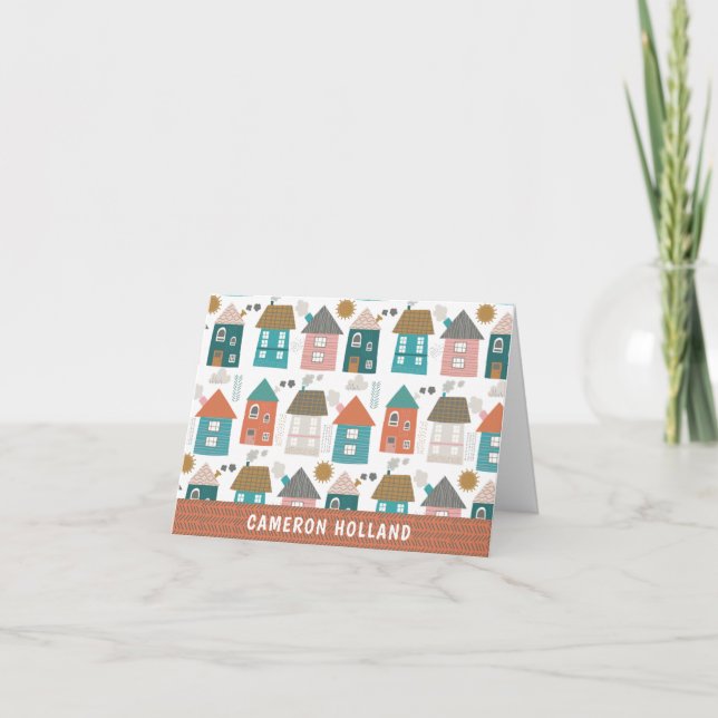 Niedliche Quirky Houses Personalisiert Stationery (Vorderseite)