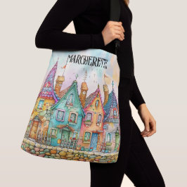 Niedliche Quirky ROW HOUSES - Siehe Zurück - Tasch Tragetaschen Mit Langen Trägern