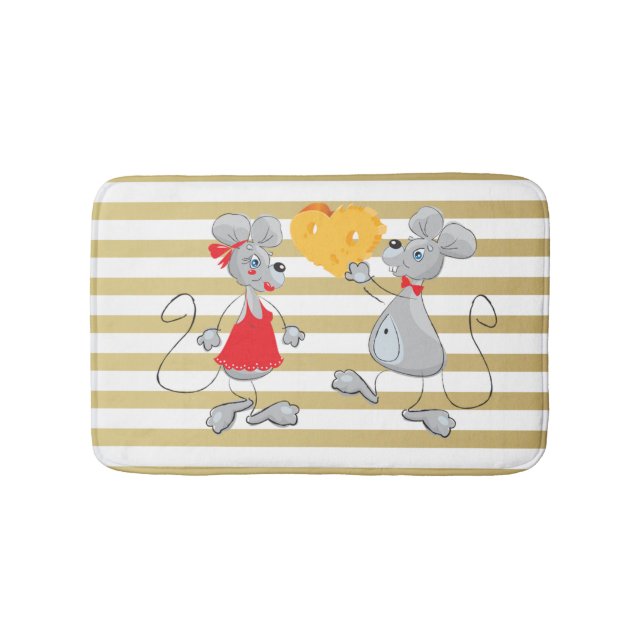 Niedliche Quirky Whimsical Mouses-Stripes Badematte (Vorderseite)