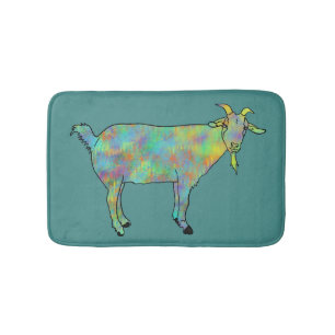 Niedliche Quirky-Ziege-Farben Funny Funny Funny Badematte