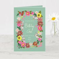 Niedliche Rabbit Bunny Floral Geburtkarte