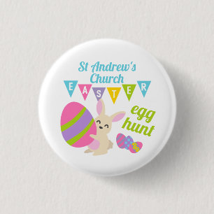 Niedliche Rabbit Ostereier Hunt Blau Button