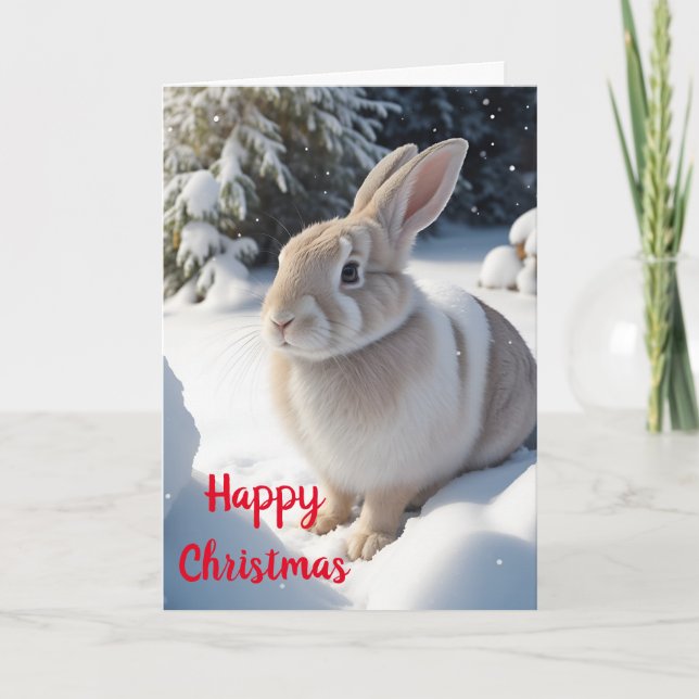 Niedliche Rabbit Weihnachtskarte Karte (Vorderseite)