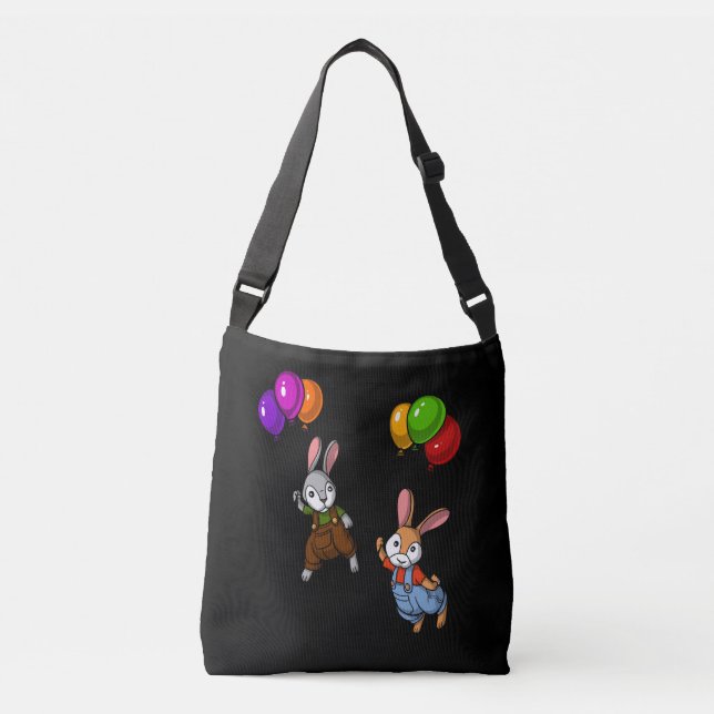 Niedliche Rabbits Funny Bunny Balloons Tragetaschen Mit Langen Trägern (Vorderseite)