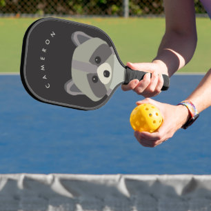 Niedliche Raccoon-Abbildung Personalisierter Name Pickleball Schläger