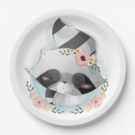 Niedliche Raccoon Babyduschplatte Pappteller