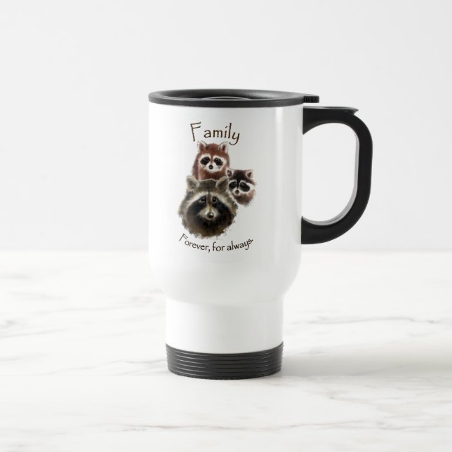 Niedliche Raccoon-Familie, für immer und immer, Zi Reisebecher (Rechts)