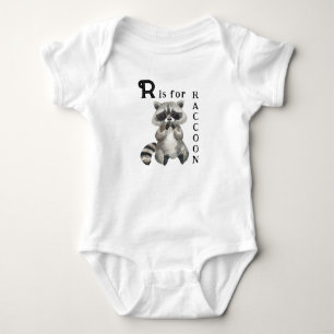 Niedliche Raccoon Illustration - R ist für RACCOON Baby Strampler