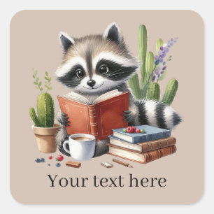 Niedliche Raccoon-Liebhaber fügen Text hinzu Quadratischer Aufkleber