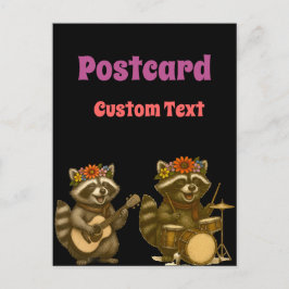 Niedliche Raccoon Music Lover Gitarre spielen Postkarte