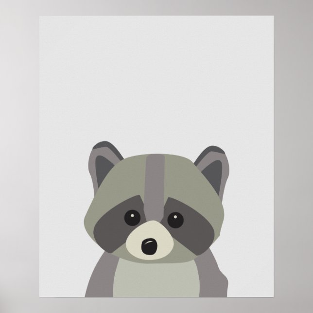 Niedliche Raccoon Neutrale Kinderzimmer Kunst Poster (Vorne)