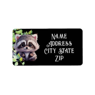 Niedliche Raccoon-Waldtiere Waldfreunde Adressaufkleber