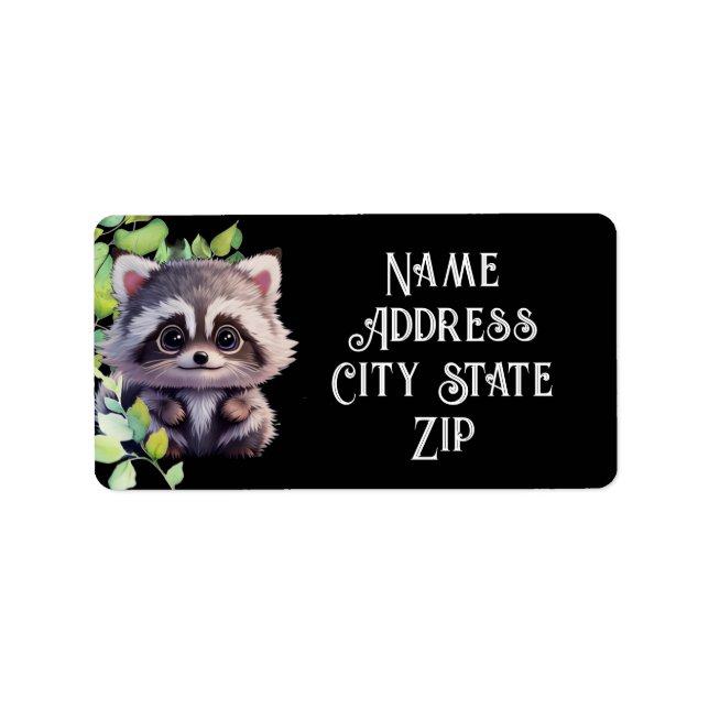 Niedliche Raccoon-Waldtiere Waldfreunde Adressaufkleber (Vorne)