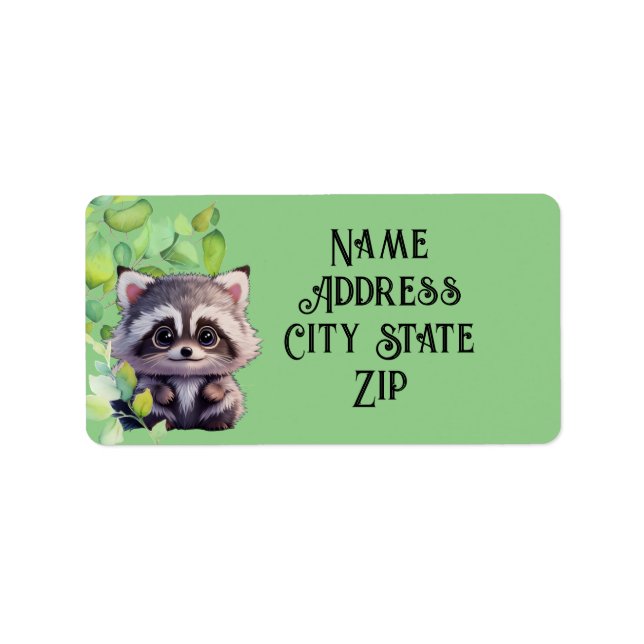 Niedliche Raccoon-Waldtiere Waldfreunde Adressaufkleber (Vorne)