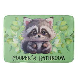 Niedliche Raccoon-Waldtiere Waldfreunde Badematte
