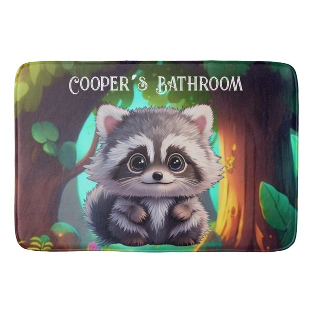 Niedliche Raccoon-Waldtiere Waldfreunde Badematte (Vorderseite)