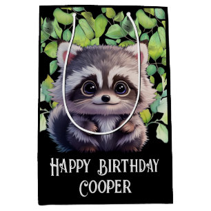 Niedliche Raccoon-Waldtiere Waldfreunde Mittlere Geschenktüte