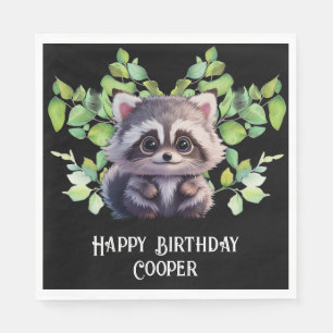 Niedliche Raccoon-Waldtiere Waldfreunde Serviette