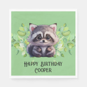 Niedliche Raccoon-Waldtiere Waldfreunde Serviette