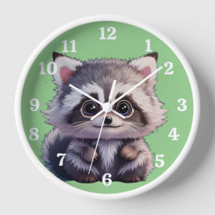 Niedliche Raccoon-Waldtiere Waldfreunde Uhr