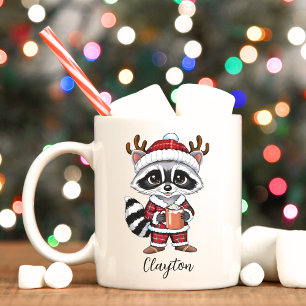 Niedliche Raccoon Weihnachtsfeiertage Tasse