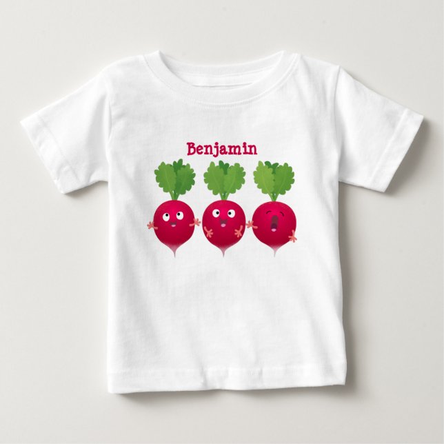 Niedliche Radieschen singend Trio Cartoon Gemüse Baby T-shirt (Vorderseite)