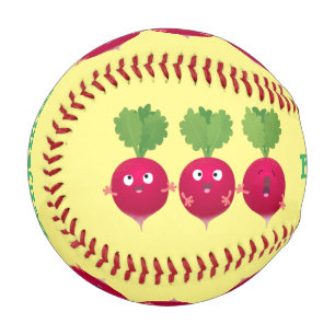 Niedliche Radieschen singend Trio Cartoon Gemüse Baseball