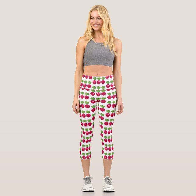 Niedliche Radieschen singend Trio Cartoon Gemüse Capri Leggings (Vorderseite)