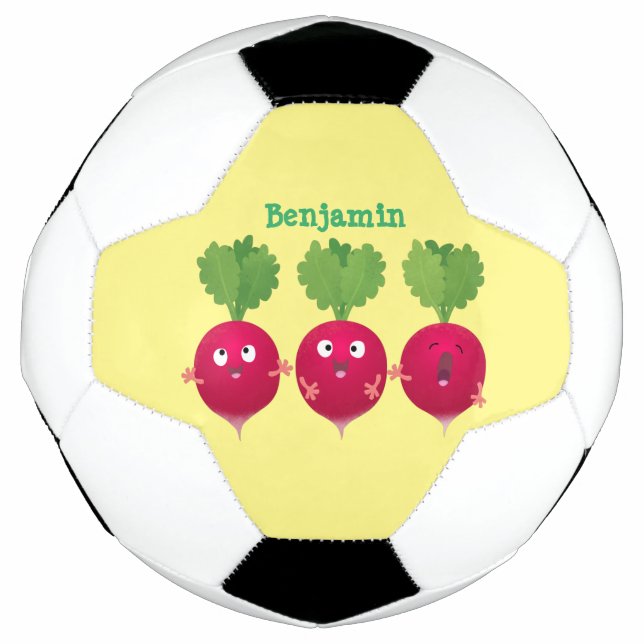 Niedliche Radieschen singend Trio Cartoon Gemüse Fußball (Vorderseite)