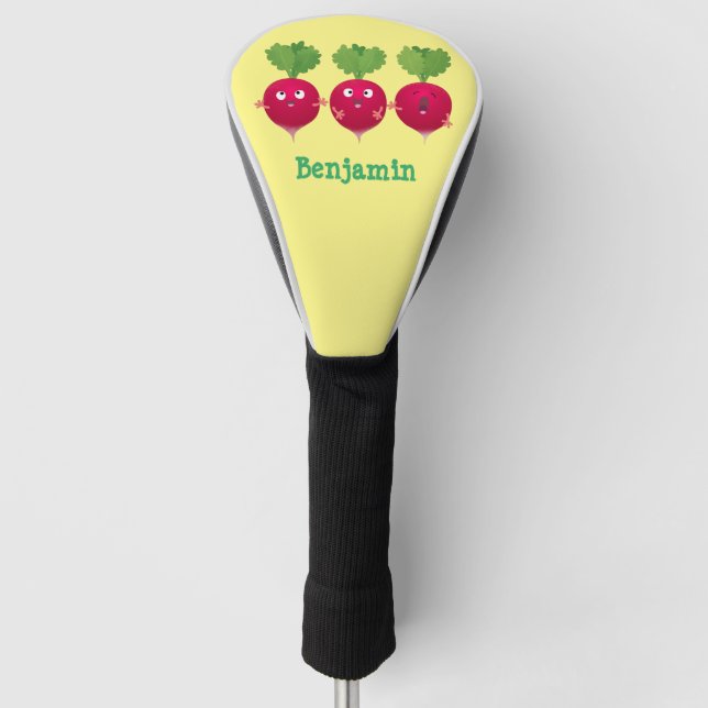 Niedliche Radieschen singend Trio Cartoon Gemüse Golf Headcover (Vorderseite)