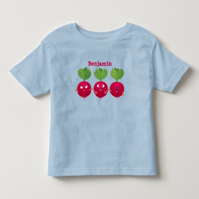 Niedliche Radieschen singend Trio Cartoon Gemüse Kleinkind T-shirt (Vorderseite)