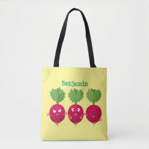 Niedliche Radieschen singend Trio Cartoon Gemüse Tasche