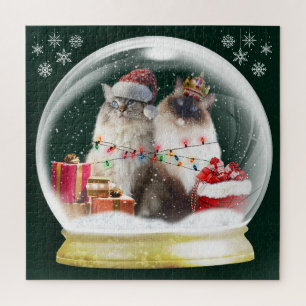 Niedliche Ragdoll Katzen im Snow Globe Weihnachtsp