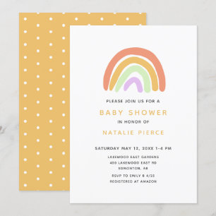 Niedliche Rainbow Baby Dusche Elegant Einfach gelb Einladung